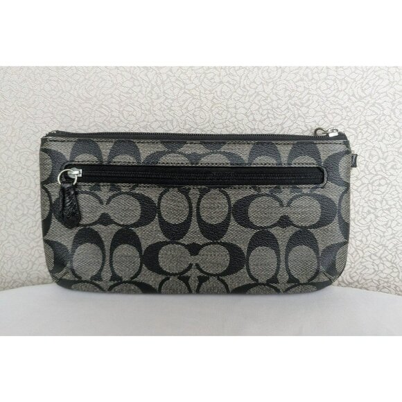 Coach Peyton Signature Go-Go Wristlet Pouch Wallet Holds Phone Black NO STRAP - Picture 2 of 12